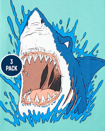 Lot de 3 t-shirts à imprimé requin pour garçons