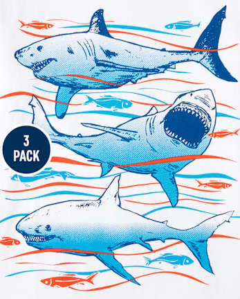 Lot de 3 t-shirts à imprimé requin pour garçons
