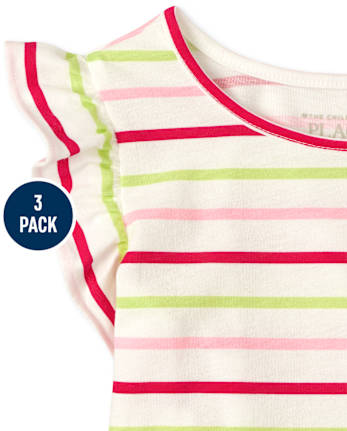 Pack de 3 tops con volantes y fresas para niñas pequeñas