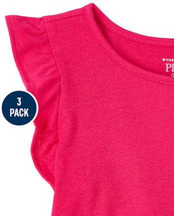 Pack de 3 tops con volantes y fresas para niñas pequeñas