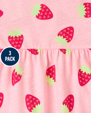 Pack de 3 tops con volantes y fresas para niñas pequeñas