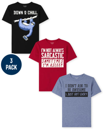 Paquete de 3 camisetas con estampado de humor para niños