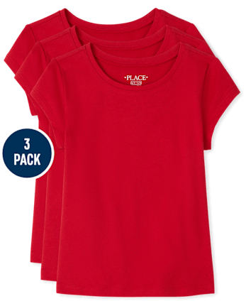 Paquete de 3 camisetas básicas con capas de uniforme para niñas