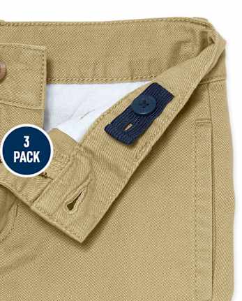 Boys Uniform Stretch Straight Chino Pants 3-Pack