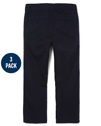 Boys Uniform Stretch Straight Chino Pants 3-Pack