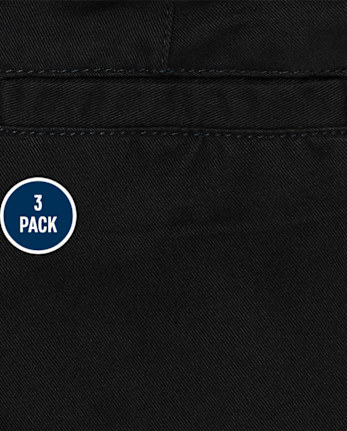 Boys Uniform Stretch Straight Chino Pants 3-Pack