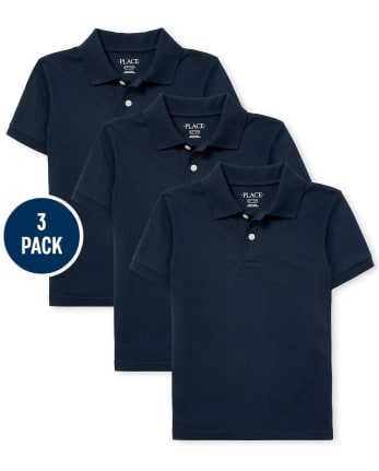 Boys Uniform Soft Jersey Polo 3-Pack