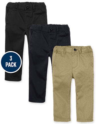 Baby And Toddler Boys Uniform Stretch Relaxed Straight Chino Pants 3-Pack