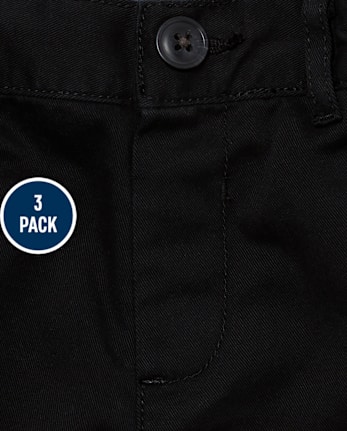 Paquete de 3 pantalones cortos chinos elásticos de uniforme para bebés y niños pequeños