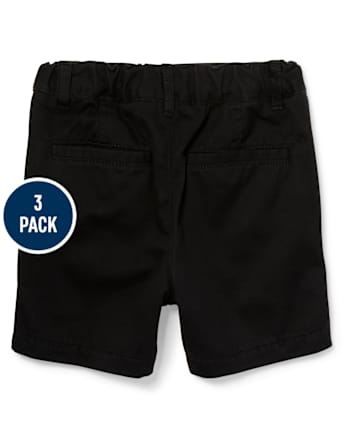 Paquete de 3 pantalones cortos chinos elásticos de uniforme para bebés y niños pequeños