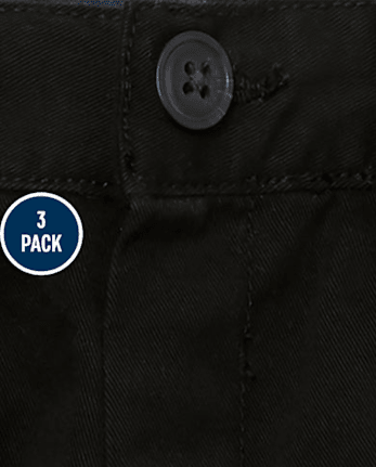 Paquete de 3 pantalones cortos chinos elásticos de uniforme para bebés y niños pequeños