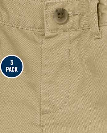 Lot de 3 shorts chino extensibles uniformes pour bébés et tout-petits garçons