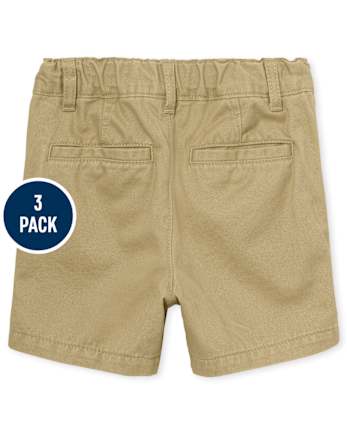 Lot de 3 shorts chino extensibles uniformes pour bébés et tout-petits garçons