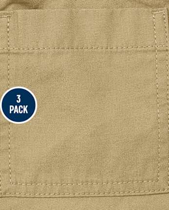 Lot de 3 shorts chino extensibles uniformes pour bébés et tout-petits garçons
