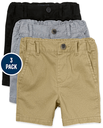 Baby And Toddler Boys Uniform Stretch Chino Shorts 3-Pack