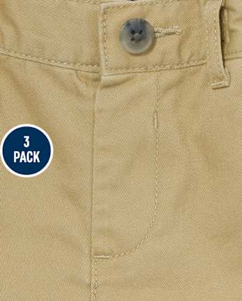 Baby And Toddler Boys Uniform Stretch Chino Shorts 3-Pack