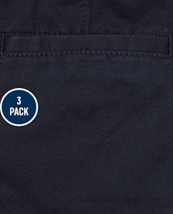 Baby And Toddler Boys Uniform Stretch Chino Shorts 3-Pack