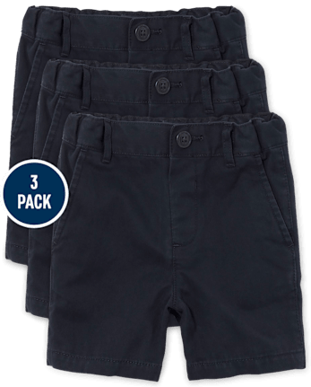 Baby And Toddler Boys Uniform Stretch Chino Shorts 3-Pack