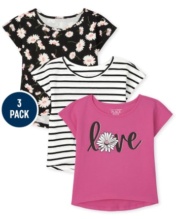 Toddler Girls Short Sleeve High Low Top 3-Pack | The Children's Place ...