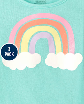 Paquete de 3 camisetas sin mangas con diseño de arcoíris para niñas pequeñas