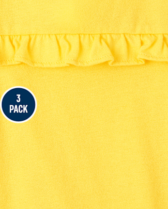 Pack de 3 camisetas sin mangas con volantes y frutas para niñas pequeñas
