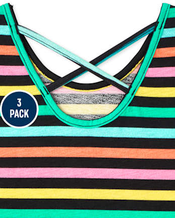 Toddler Girls Parrot Cross Back Tank Top 3-Pack