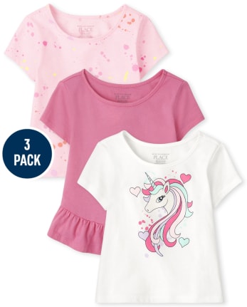 Toddler Girls Ruffle Top 3-Pack