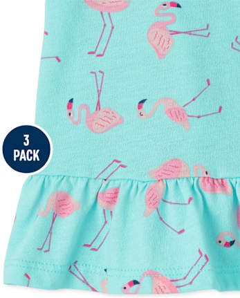 Toddler Girls Flamingo Ruffle Tank Top 3-Pack