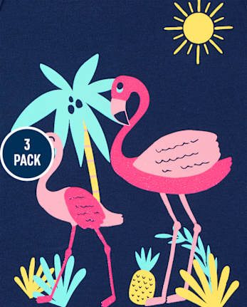 Toddler Girls Flamingo Ruffle Tank Top 3-Pack
