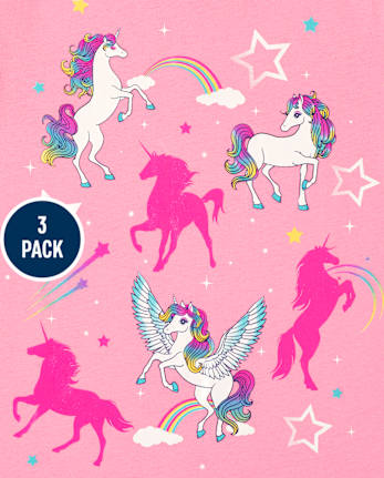 Paquete de 3 camisetas con gráfico de unicornio para niñas