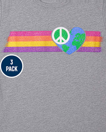 Girls Peace Graphic Tee 3-Pack