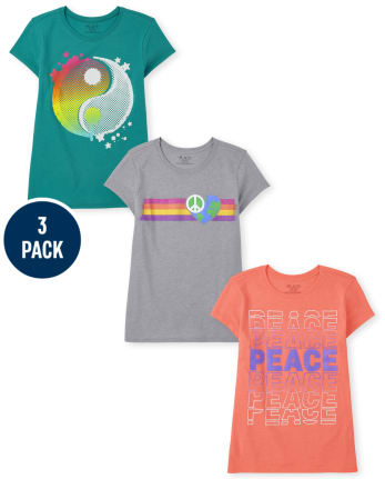 Girls Peace Graphic Tee 3-Pack