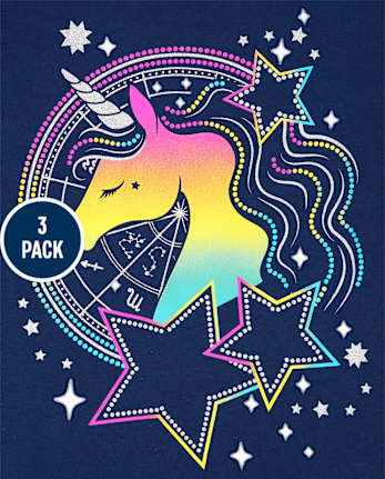 Girls Unicorn Graphic Tee 3-Pack