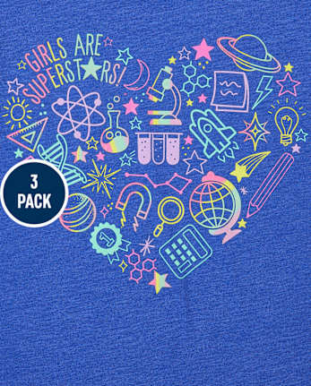 Paquete de 3 camisetas con estampado de garabatos para niñas