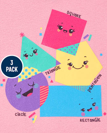 Lot de 3 t-shirts graphiques éducatifs pour bébés et petites filles