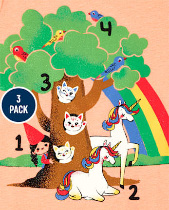 Toddler Girls Animal Graphic Tee 3-Pack