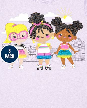Lot de 3 t-shirts graphiques pour bébés et tout-petits filles