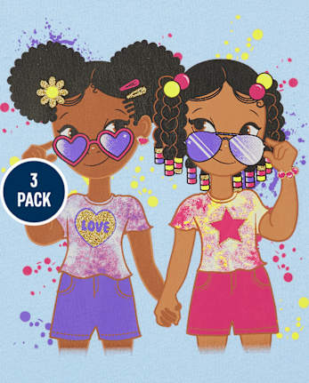 Lot de 3 t-shirts graphiques pour bébés et tout-petits filles