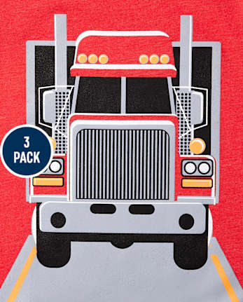 Paquete de 3 camisetas con gráfico de vehículo para niños pequeños