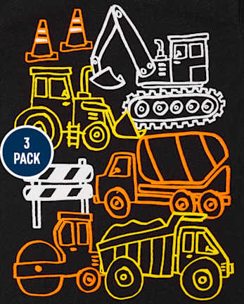Paquete de 3 camisetas con gráfico de vehículo para niños pequeños