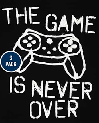 Paquete de 3 camisetas con estampado de videojuegos para niños