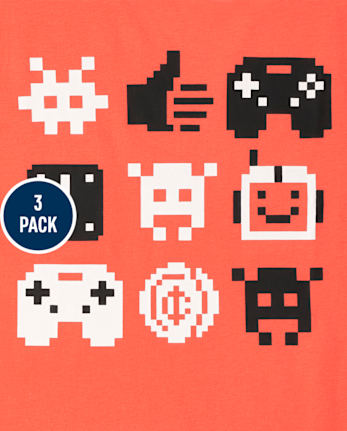 Paquete de 3 camisetas con estampado de videojuegos para niños