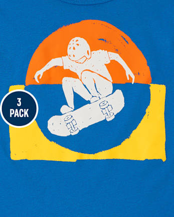Camiseta deportiva con gráfico para niño, paquete de 3 - MULTI CLR