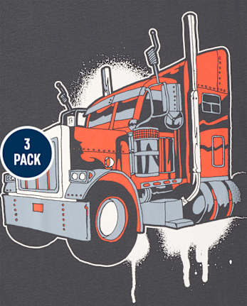 Paquete de 3 camisetas con gráfico de vehículo para niños