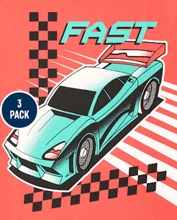 Paquete de 3 camisetas con gráfico de vehículo para niños