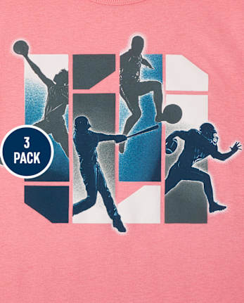 Pack de 3 camisetas deportivas con gráfico para niños