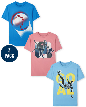 Paquete de 3 camisetas deportivas de manga corta para niños | The Children's Place MULTI CLR