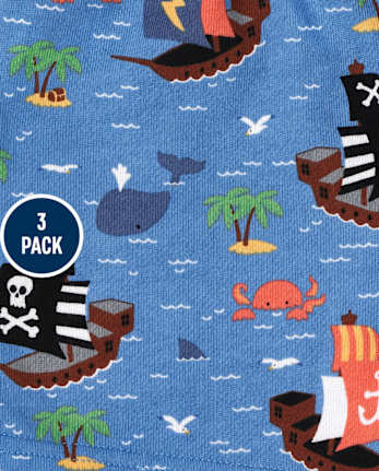 Paquete de 3 pantalones cortos piratas de rizo francés para niños pequeños