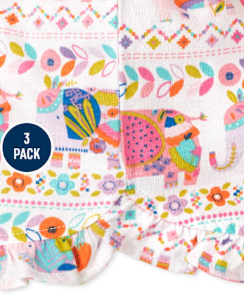 Lot de 3 shorts à volants éléphant bébé fille