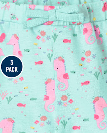 Baby Girls Seahorse Ruffle Shorts 2-Pack